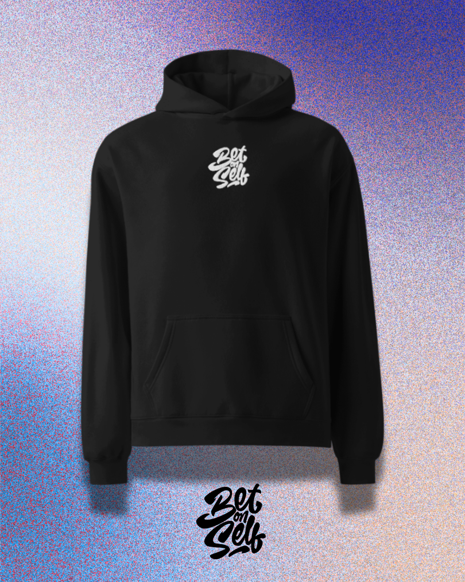 Bet On Self black embroidered motivational hoodie — Self Betters Worldwide